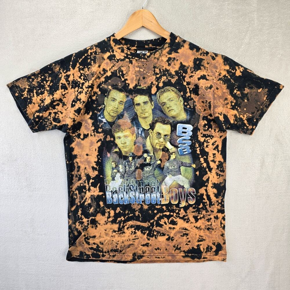 Vintage Backstreet Boys Shirt Large Rap Tee Concert Tour 90s Bleach Tie Dye WCW